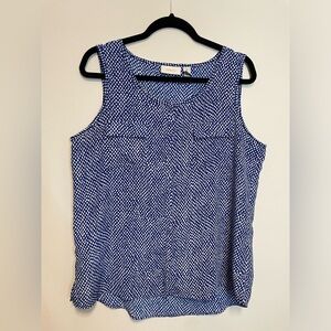 Chico’s Blue and White Button Up Tank Size US Large/Chico’s Size 2
